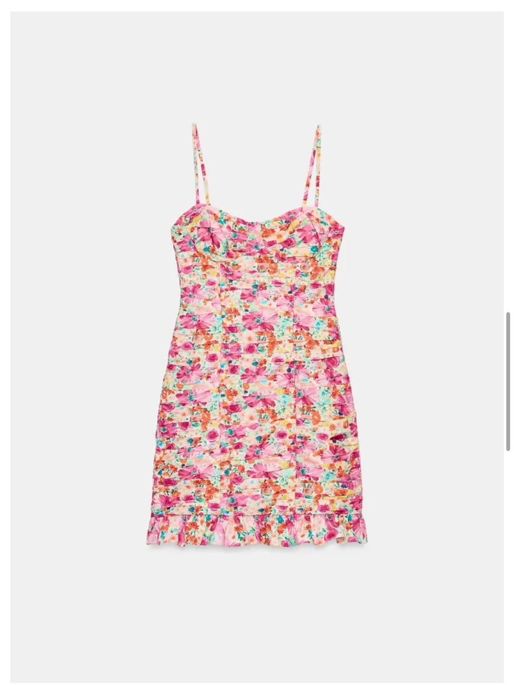Zara Pink Floral Spaghetti-Strap Mini Dress